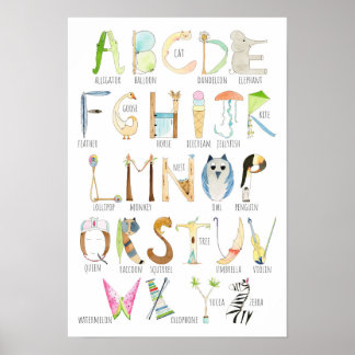 Poster alphabétique - Lettres d'objets et d'animau