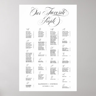 Poster Alphabétique Nos Favoris Mariage élégant