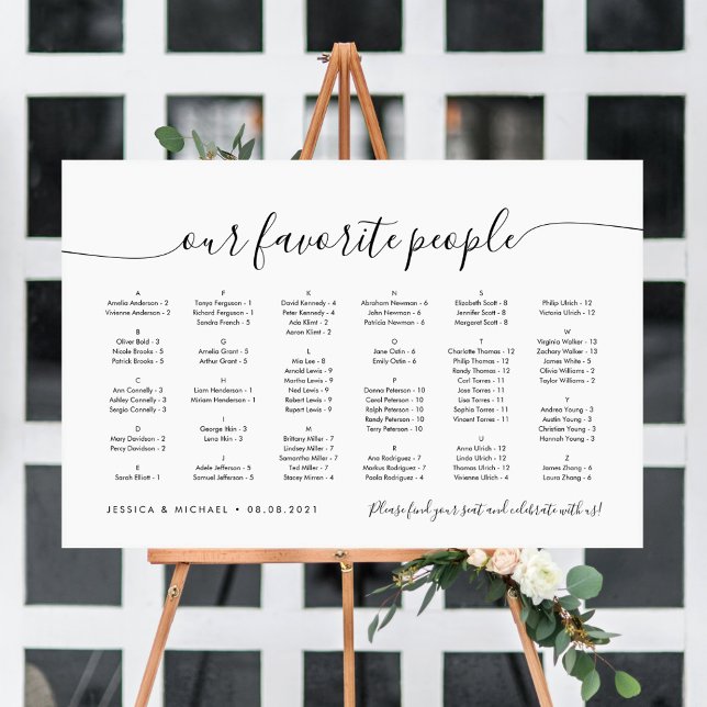 Poster Alphabétique Nos personnes préférées Carte de sièg (Créateur téléchargé)