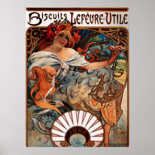 Poster Alphons Mucha Biscuit Publicité