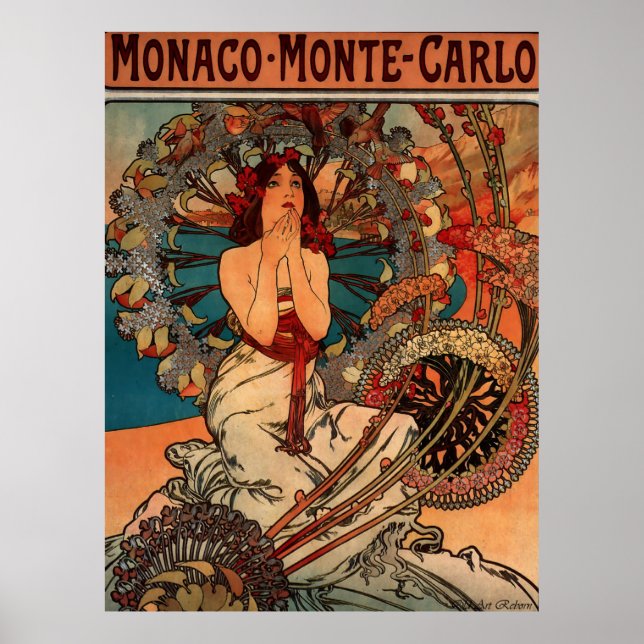 Poster Alphons Mucha Monaco Monte Carlo (Devant)