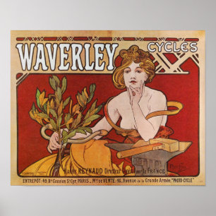 Poster Alphonse ( Alfons ) Mucha ~ Cycles Waverley 1898