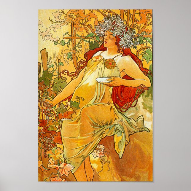 Poster Alphonse Mucha Art Nouveau Automne (Devant)