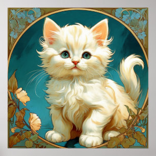 Poster Alphonse Mucha Art Nouveau Chat Blanc