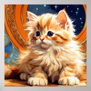 Poster Alphonse Mucha Art Nouveau Chat orange