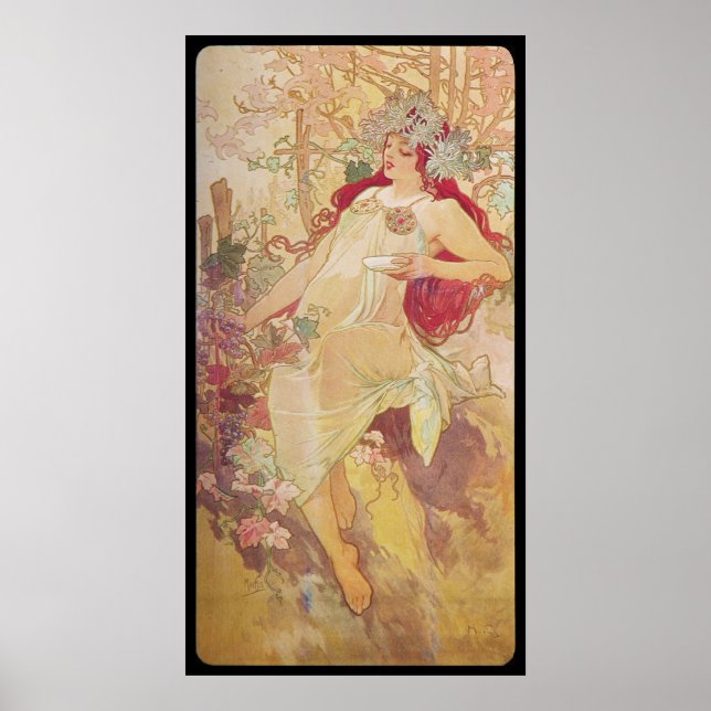 Poster Alphonse Mucha Automne (Devant)