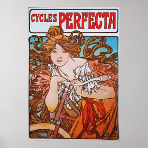 Poster Alphonse Mucha. Cycles Perfecta, c.1897