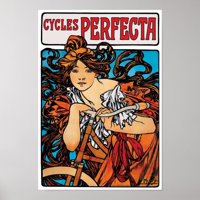 Poster Alphonse Mucha - Cycles Perfecta Retro Art Nouveau (Devant)