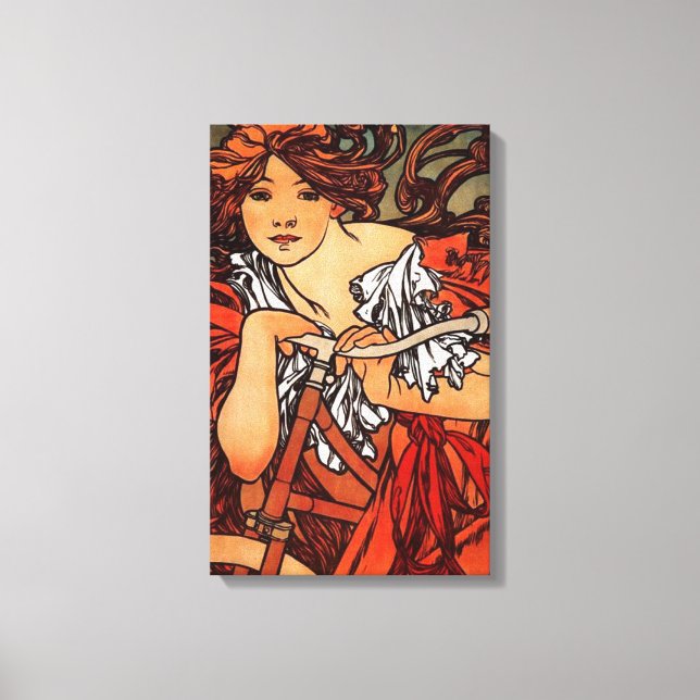 Poster Alphonse Mucha en toile de vélo Vintage (Recto)
