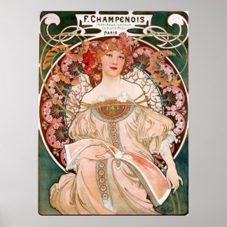 Poster Alphonse Mucha - F. Champenois Imprimeur-Editeu