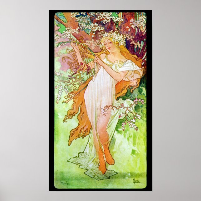 Poster Alphonse Mucha Girl in Garden (Devant)