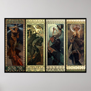 Poster Alphonse Mucha La Lune Et Les Étoiles