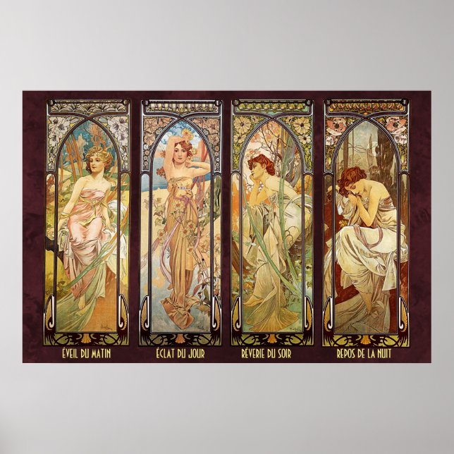 Poster Alphonse Mucha, Le Temps du Jour (Devant)