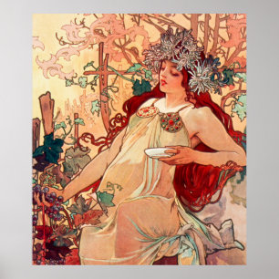 Poster Alphonse Mucha, Les Saisons, Automne (1896)