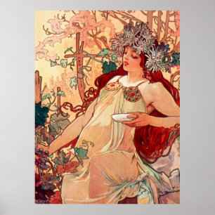 Poster Alphonse Mucha, Les Saisons, Automne (1896)