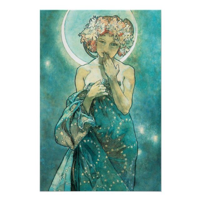 Poster Alphonse Mucha Lune Clair De Lune Art Nouveau (Devant)