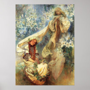Poster Alphonse Mucha Madonna de l'affiche de lis
