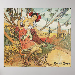 Poster Alphonse Mucha. Masson au chocolat/Mexique, 1897