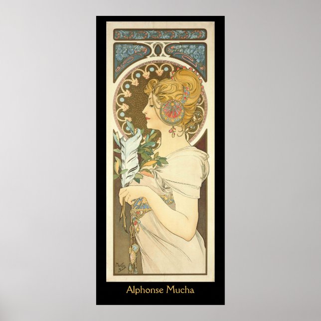 Poster Alphonse Mucha Peinture sur noir (Devant)