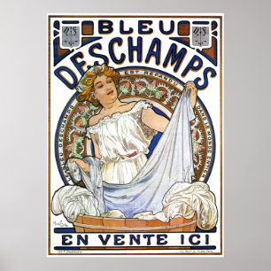 Poster Alphonse Mucha Poster: Art Nouveau- Bleu Deschamps