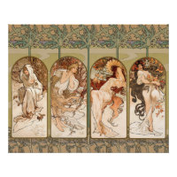 Alphonse Mucha Quatre Saisons Panneau Art nouveau