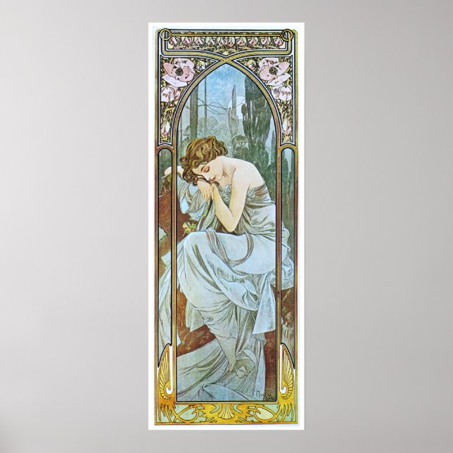 Poster Alphonse Mucha. Repos De La Nuit/Sciage Nocturne (Devant)