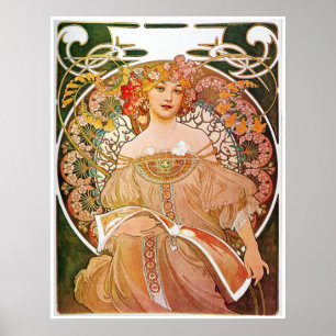 Poster Alphonse Mucha, Reverie/Daydream, 1896.