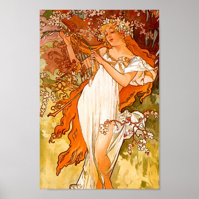 Poster Alphonse Mucha Spring (Devant)
