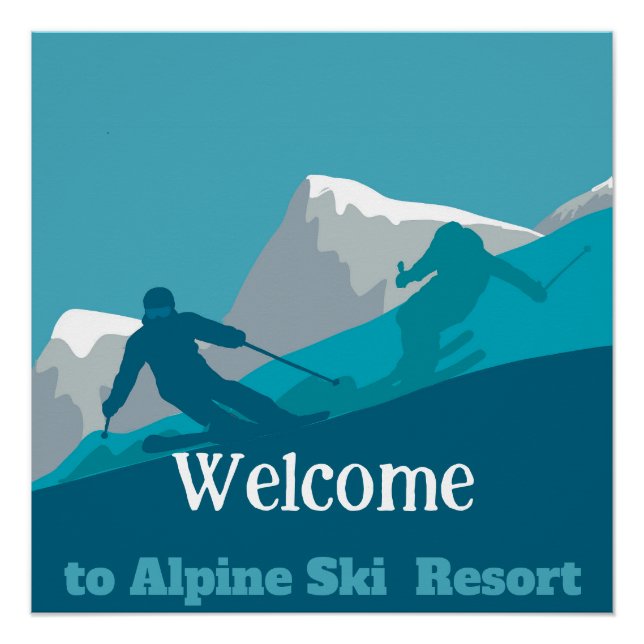 Poster Alpine Skiing Downhill Personnalisé Ajouter Votre  (Devant)