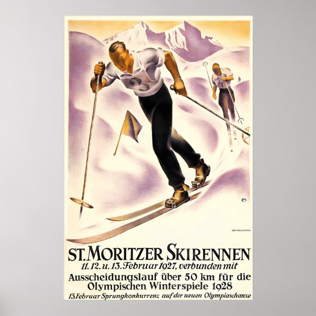 Poster Alps Mountain Cross-country Ski Saint Moritz (Devant)