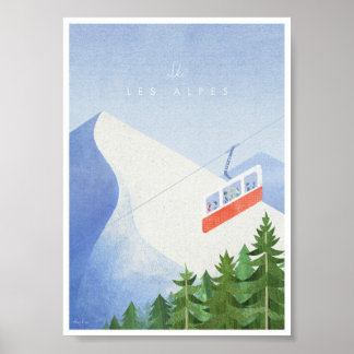 Poster Alps Vintage Ski Travel