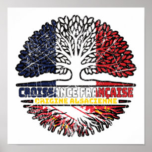 Poster Alsace Alsacien France Drapeau des racines d'arbre