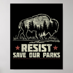 Poster Alt Us National Park Résiste Service Bison Buffalo