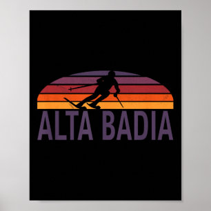 Poster Alta Badia Dolomites Italie Station de ski Snowboa