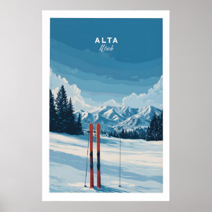 Poster Alta Utah Skis dans l'impression de neige - Statio