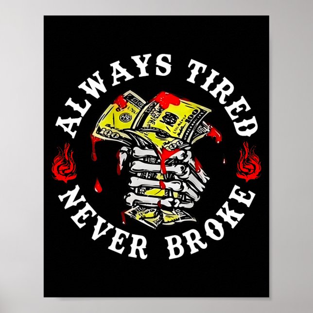 Poster Always Tired Never Broke Skull (on Back)  (Devant)