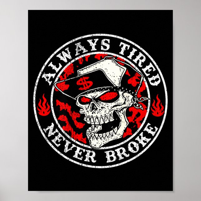 Poster Always Tired Never Broke Skull (on Back)  (Devant)