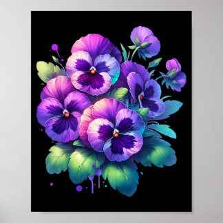 Poster Alzheimer Purple Pansy Floral Démence Alzheimer &#