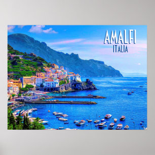 Poster Amalfi Coast Italie Voyage Retro