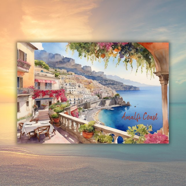 Poster Amalfi Coast Italy Aquarelle Sketch | (Créateur téléchargé)