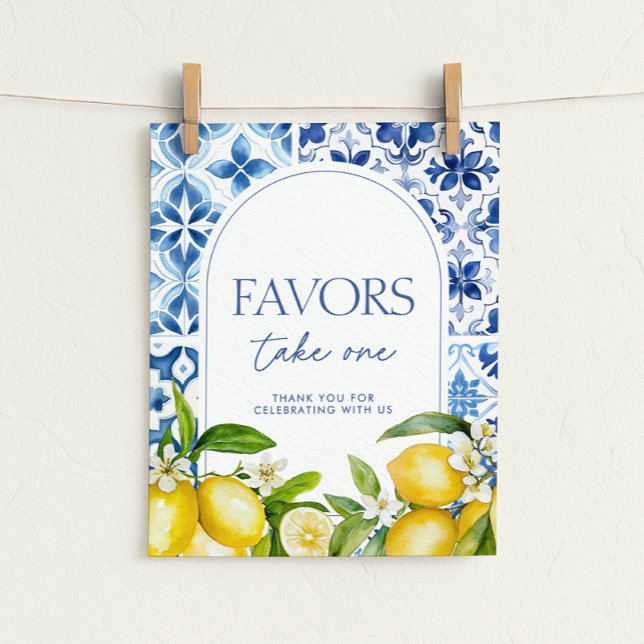 Poster Amalfi Coast Lemon Baby Shower Favors Sign (Créateur téléchargé)