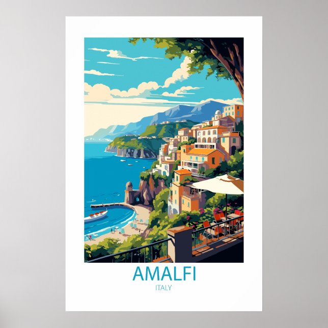 Poster Amalfi Italie célèbres lieux de voyage (Devant)