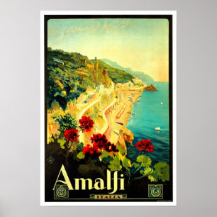 Poster Amalfi Italie Italia VintageTravel Publicité