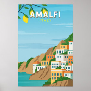 Poster Amalfi Italie Retro Voyage Art Vintage