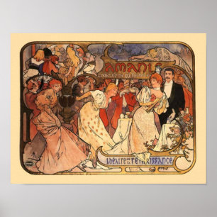 Poster Amants, Alphonse Mucha