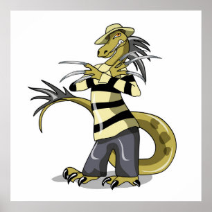 Poster Amargasaurus Pose Comme Freddy Krueger.