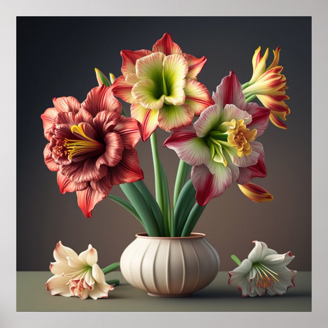 Poster Amaryllis Flowers (Front)