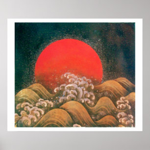 Poster AMATERASU, DÉESSE DU SOLEIL, rouge noir marron bla