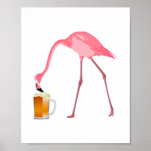 Poster Amateur de bière Flamant rose rose