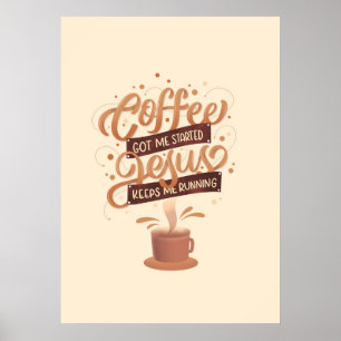 Poster Amateur de café Café et Jésus